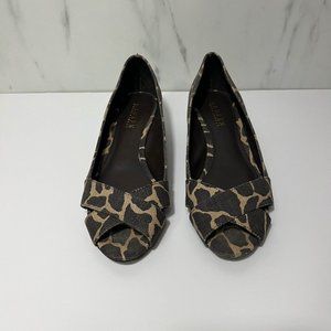 Lauren Ralph Lauren Open Toe Sandals Women 8B Animal Print Slip On Brown